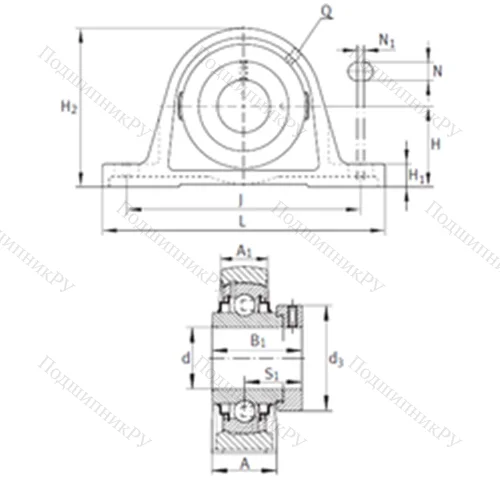 Подшипниковый узел шариковый радиальный RASE 1-1/4-206