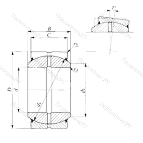 Подшипник скольжения сферический SBB 80-2RS