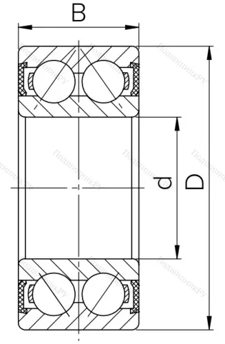 Двухрядный шариковый подшипник 1508 2RS E (2208 2RSTN)