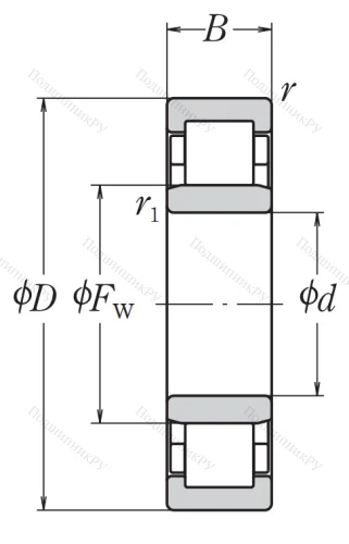 Роликовый цилиндрический подшипник NU 214 ET от производителя  NSK