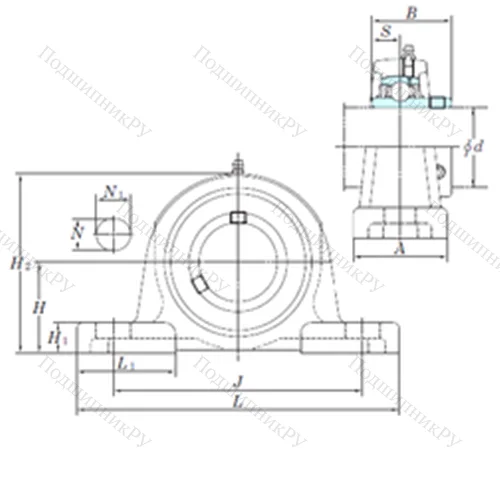 Подшипниковый узел шариковый радиальный UCP 311-32