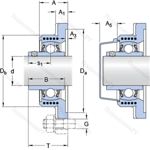 Фланцевые подшипниковые узлы типа Y (корпус типа Y-TECH, квадратный фланец, крепление стопорными винтами) FYK 40 TF