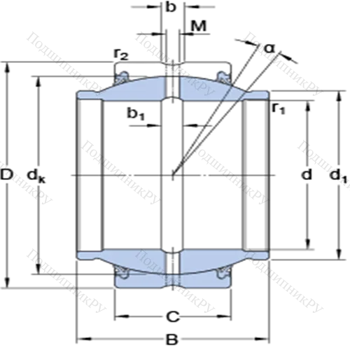 Радиальные сферические подшипники скольжения с контактными поверхностями сталь/сталь, требующие техобслуживания