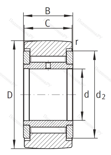 Игольчатый подшипник NATV 20 от производителя  INA