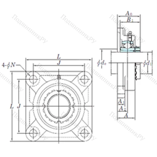 Подшипниковый узел шариковый радиальный UKFX 07