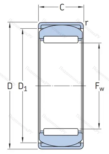Игольчатый подшипник RPNA 35/52 от производителя  SKF