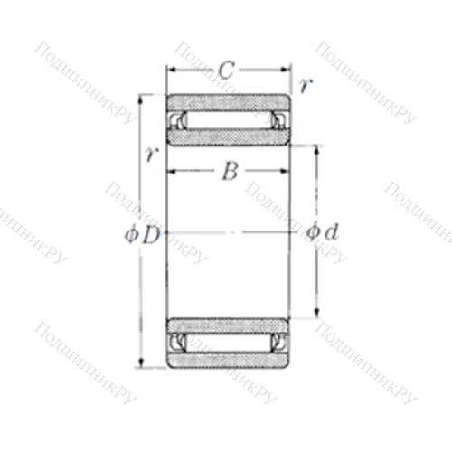Подшипник игольчатый радиальный NAF 7010030