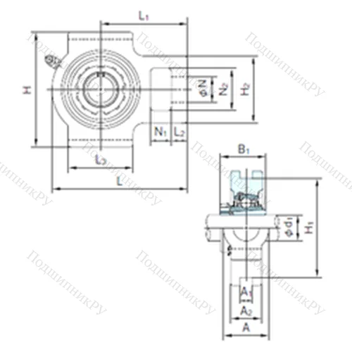 Подшипниковый узел шариковый радиальный UKTX 13+H 2313