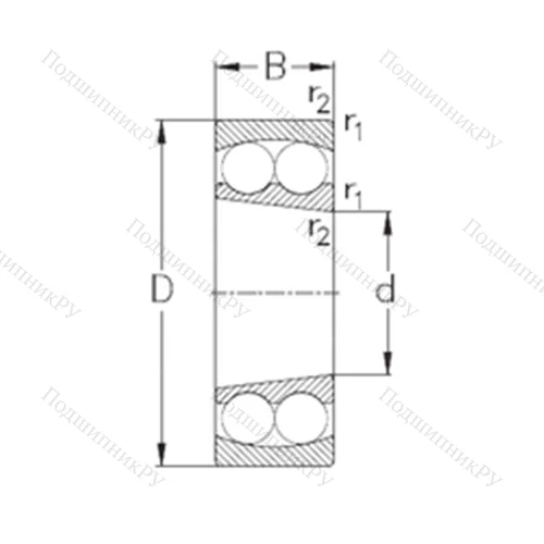 Подшипник шариковый радиальный самоцентрирующийся 2212-K