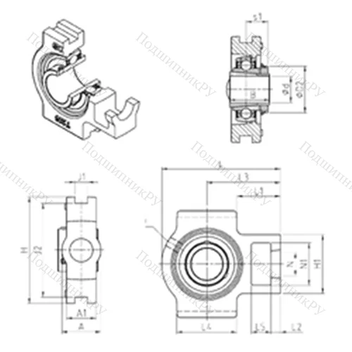 Подшипниковый узел шариковый радиальный UKT 310H