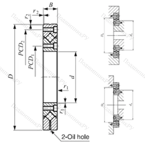 Подшипник роликовый упорно-радиальный с четырехточечным контактом CRBF 8022 A