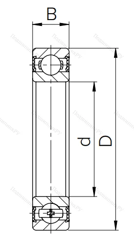 Шариковый однорядный подшипники 1000822 2RS (6822 2RS)