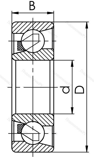 Радиально-упорный шариковый подшипник 7207 C (36207 Е ГОСТ)