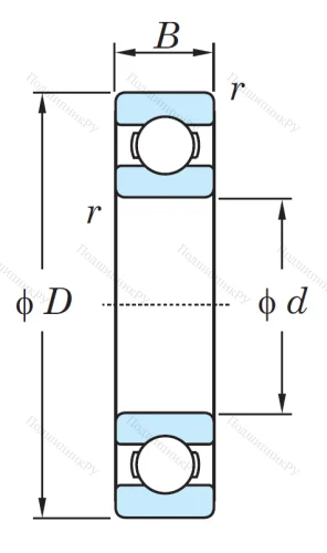 Однорядный шариковый подшипник 6303 CM от производителя  KOYO