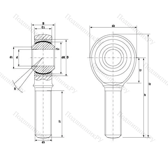Шарнирная головка с наружной левой резьбой GAKL 8 PW A