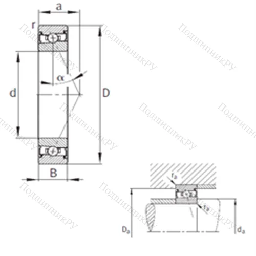 Подшипник шариковый радиально-упорный HSS 71908-E-T-P 4S