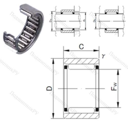 Подшипник игольчатый радиальный RNAF 162812