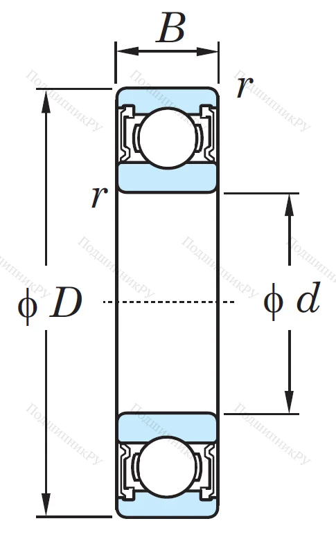 Однорядный шариковый подшипник 6212 2RS C 3