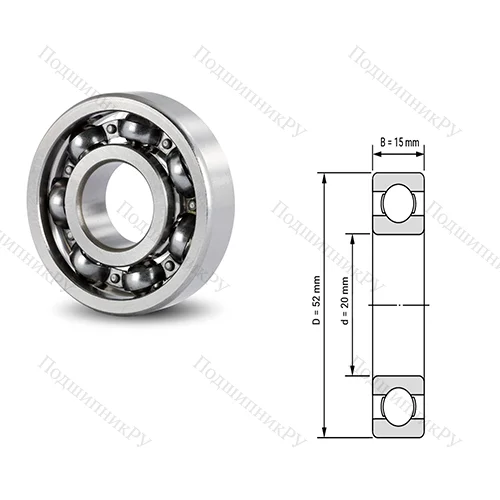 Подшипник шариковый радиальный 6304B 12D 56