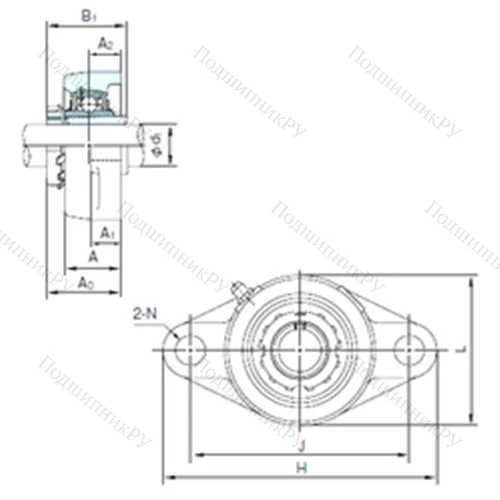 Подшипниковый узел шариковый радиальный UKFL 309+H 2309