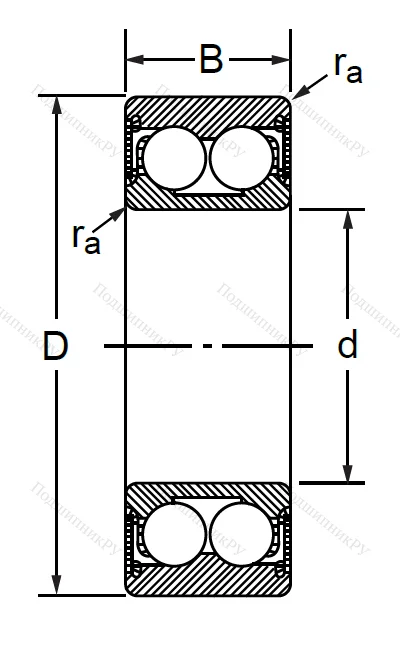 Радиально-упорный шариковый подшипник 3056307 2RS (3307 A 2RSTN)