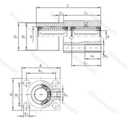 Подшипник шариковый линейный KTFN 20 C-PP-AS