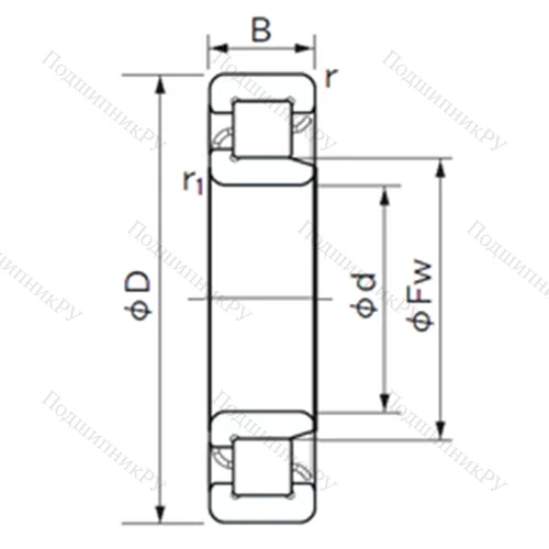 Подшипник роликовый радиальный NJ 2252