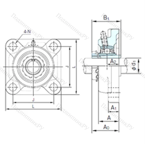 Подшипниковый узел шариковый радиальный UKF 312+H 2312