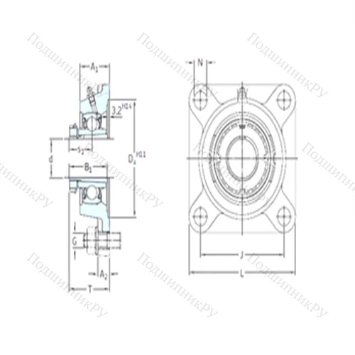 Подшипниковый узел шариковый радиальный FYJ 40 KF+HE 2308