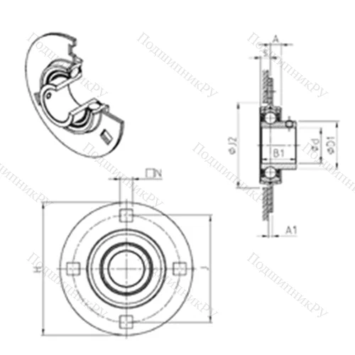 Подшипниковый узел шариковый радиальный USPF 209