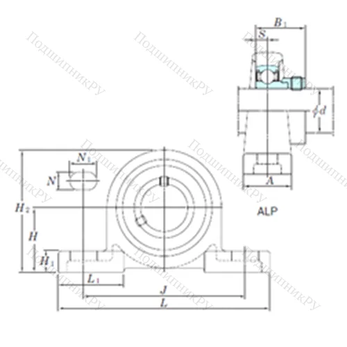 Подшипниковый узел шариковый радиальный ALP 208-25