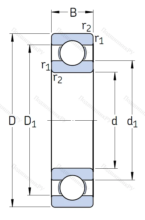 Однорядный шариковый подшипник 6224