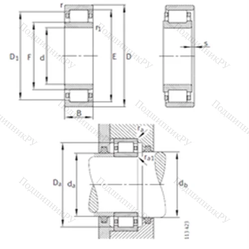 Подшипник роликовый радиальный NU 2244-EX-M 1